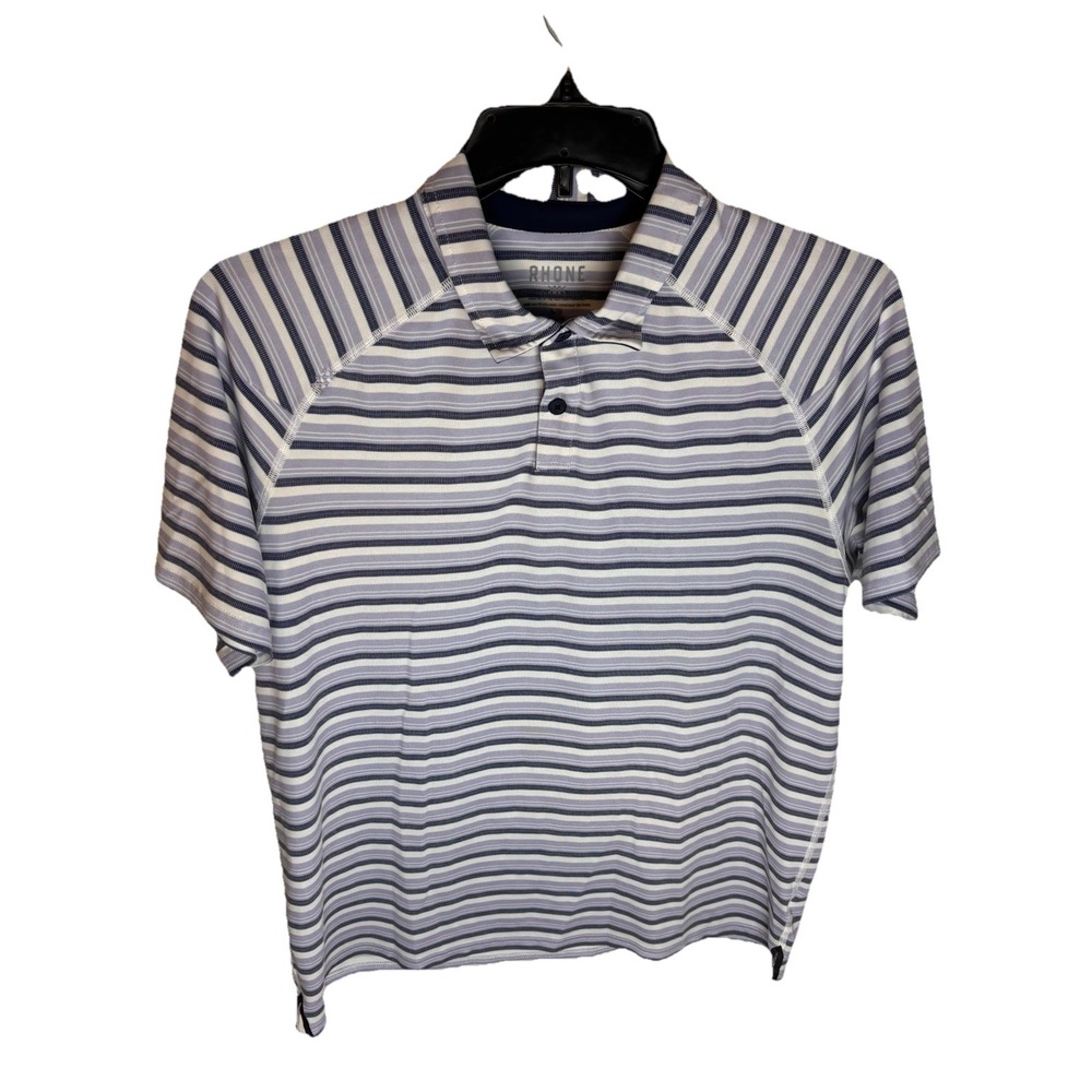 Rhone Polo Shirt Men's Large Striped Short Sleeve Golfing Solid Stretch